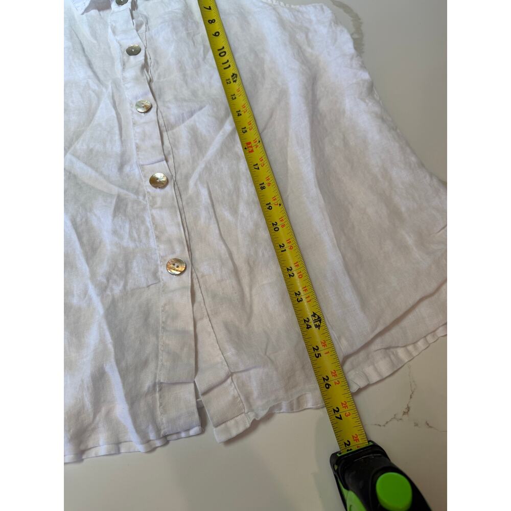 Vtg 90s Match Point 100% linen sleeveless button down shirt white M cottagecore - Picture 7 of 8